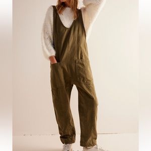 Olive Green Utility Cotton Jumpsuit Overalls